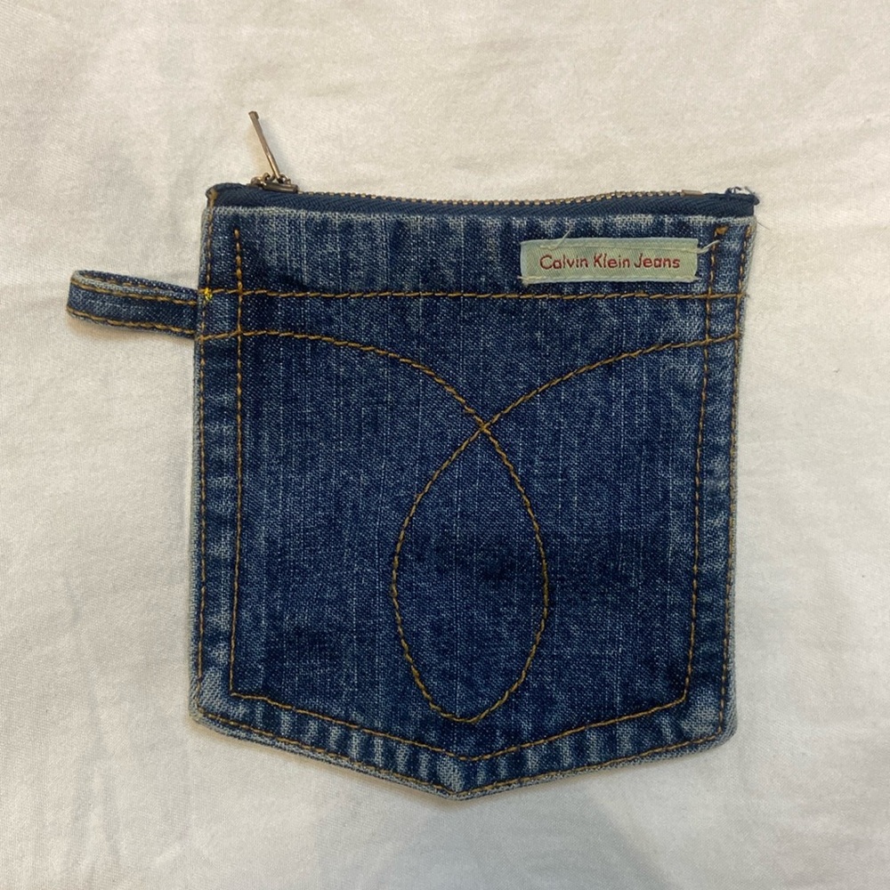 Calvin Klein Jeans Back Pocket Zipper Denim Pouch